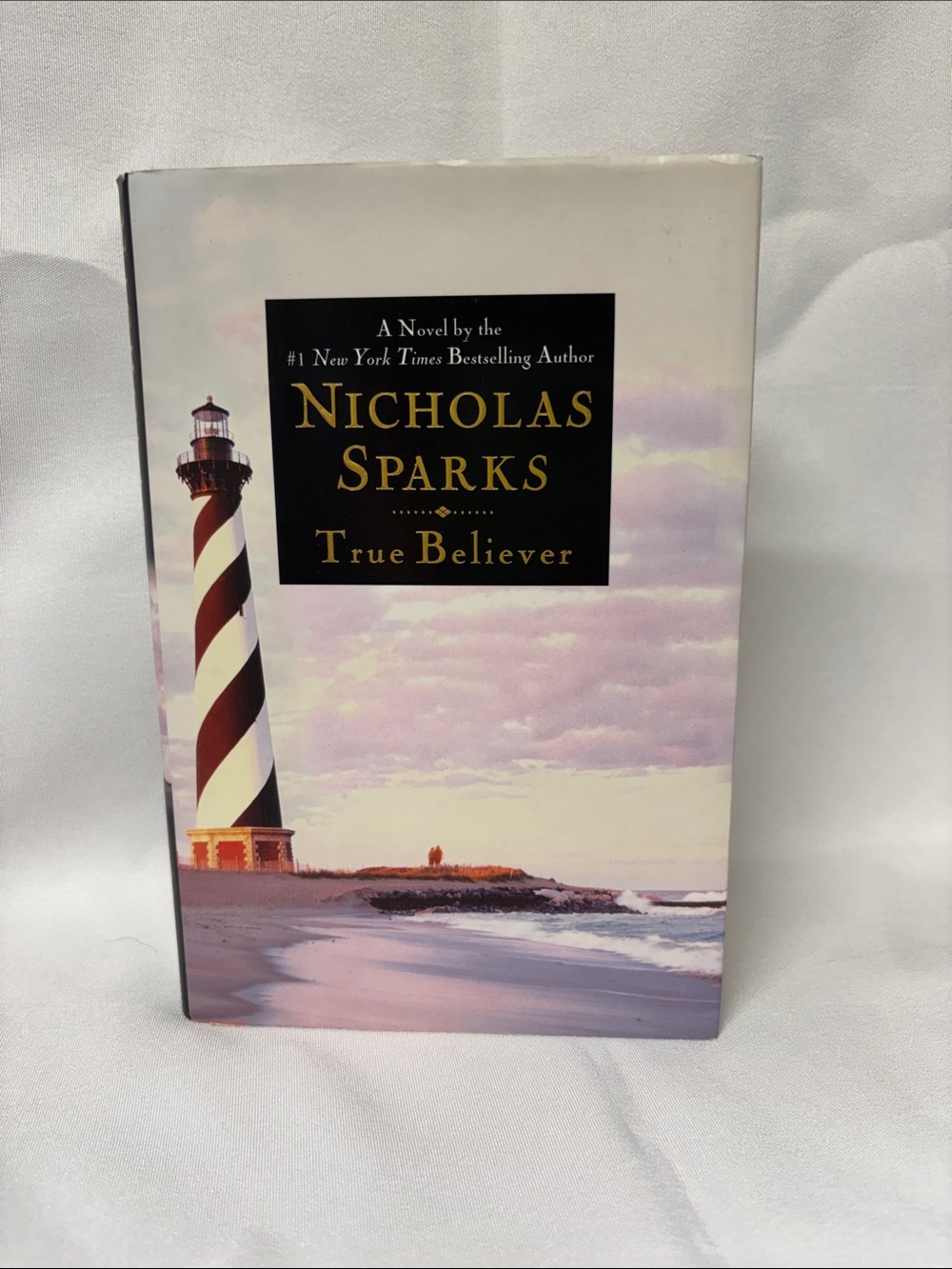 Nicholas Sparks "True Believer" Hardcover - Lighthouse Cover, White & Pink Hues